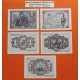 . 5 billetes x España 1 PESETA 1943 REY FERNANDO + 1 PESETA 1945 ISABEL + 1948 DAMA DE ELCHE + 1951 QUIJOTE + 1953 MARQUES MBC-