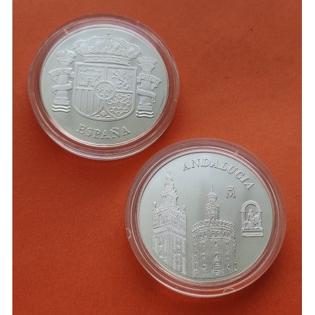 (2003) ANDALUCIA MEDALLA DE PLATA GIRALDA y TORRE DEL ORO ESCUDO DE ESPAÑA FNMT SI CAPSULA 0,40 Onzas