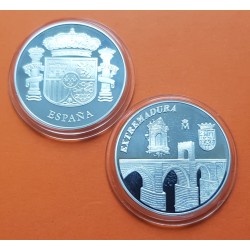 (2003) EXTREMADURA MEDALLA DE PLATA PUENTE DE ALCANTARA y ESCUDO DE ESPAÑA FNMT SI CAPSULA 0,40 Onzas