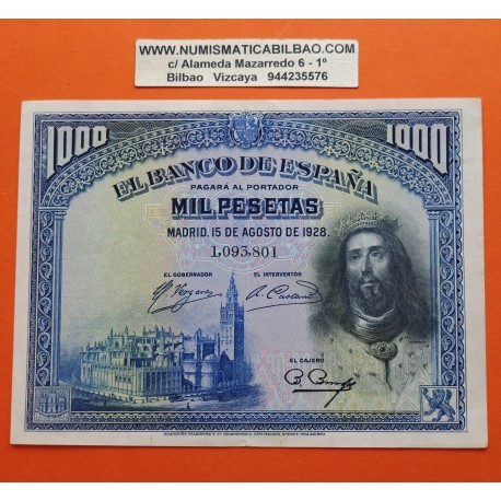 ESPAÑA 1000 PESETAS 1928 REY FERNANDO III Sin serie 1093801 Pick 78 BILLETE MBC Spain banknote