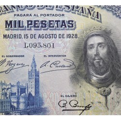 ESPAÑA 1000 PESETAS 1928 REY FERNANDO III Sin serie 1093801 Pick 78 BILLETE MBC Spain banknote