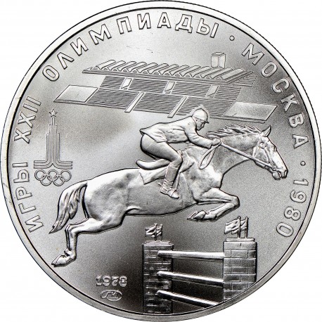 RUSIA 5 RUBLOS 1978 HÍPICA OLIMPIADA DE MOSCU 1980 CCCP KM.157 MONEDA DE PLATA SC Russia silver EQUESTRIAN