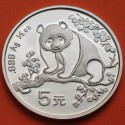 @ESCASA@ CHINA 5 YUAN 1993 OSO PANDA y PAGODA MONEDA DE PLATA PROOFLIKE 1/2 ONZA OZ OUNCE silver coin