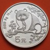 @ESCASA@ CHINA 5 YUAN 1993 OSO PANDA y PAGODA MONEDA DE PLATA PROOFLIKE 1/2 ONZA OZ OUNCE silver coin