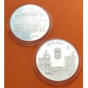 (2003) NAVARRA MEDALLA DE PLATA CASTILLO PALACIO DE OLITE y ESCUDO DE ESPAÑA FNMT SI CAPSULA 0,40 Onzas