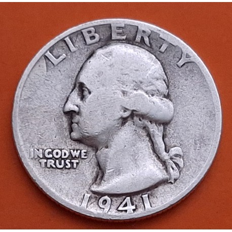 ESTADOS UNIDOS 1/4 DOLAR 1941 S GEORGE WASHINGTON KM.164 MONEDA DE PLATA MBC- USA silver Quarter dollar