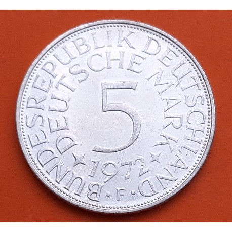 @PRECIOSA@ ALEMANIA 5 MARCOS 1972 F AGUILA KM.112 MONEDA DE PLATA SC- Germany 5 Marks silver