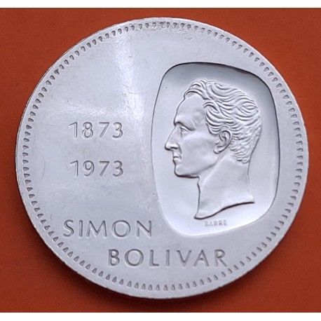 VENEZUELA 10 BOLIVARES 1973 SIMON BOLIVAR KM.45 MONEDA DE PLATA EBC + IMPERFECCIONES 30 Gramos 900 mls