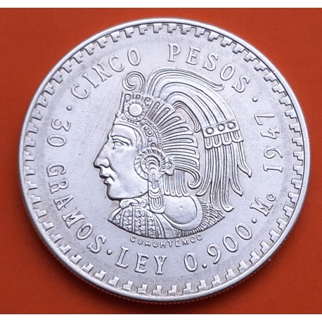 MEXICO 5 PESOS 1947 INDIO CUAUHTEMOC KM.465 MONEDA DE PLATA MBC Mejico silver coin 0,87 ONZAS R/1