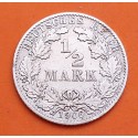 ALEMANIA 1/2 MARCO 1906 D IMPERIO AGUILA Rey GUILLERMO II KM.17 MONEDA DE PLATA MBC Germany Empire Half Mark