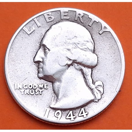 ESTADOS UNIDOS 1/4 DOLAR 1944 P GEORGE WASHINGTON KM.164 MONEDA DE PLATA MBC USA silver Quarter dollar WWII