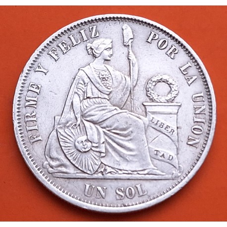 PERU 1 SOL 1868 Y.B. Ceca de Lima DAMA SENTADA KM.196.1 MONEDA DE PLATA MBC República Peruana