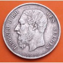 BELGICA 5 FRANCOS 1869 REY LEOPOLDO II DES BELGES KM.24 MONEDA DE PLATA MBC Belgium 5 Francs silver