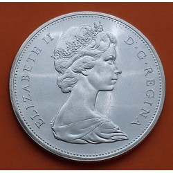 CANADA 1 DOLAR 1966 INDIOS EN CANOA y REINA ISABEL II KM.64.1 MONEDA DE PLATA SC- $1 Dollar silver VOYAGEUR 0,60 Onzas R/2