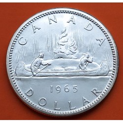 CANADA 1 DOLAR 1966 INDIOS EN CANOA y REINA ISABEL II KM.64.1 MONEDA DE PLATA SC- $1 Dollar silver VOYAGEUR 0,60 Onzas R/2