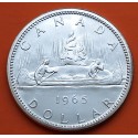 CANADA 1 DOLAR 1966 INDIOS EN CANOA y REINA ISABEL II KM.64.1 MONEDA DE PLATA SC- $1 Dollar silver VOYAGEUR 0,60 Onzas R/2