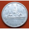 CANADA 1 DOLAR 1966 INDIOS EN CANOA y REINA ISABEL II KM.64.1 MONEDA DE PLATA SC- $1 Dollar silver VOYAGEUR 0,60 Onzas R/2