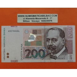 . @PVP NUEVO 175€ - RARO@ CROACIA 200 KUNA 2002 RADIC y CIUDAD DE OSIJEK Pick 42A BILLETE CIRCULADO Croatia