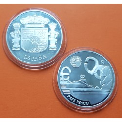(2003) PAIS VASCO MEDALLA DE PLATA PEINE DE LOS VIENTOS CHILLIDA EN SAN SEBASTIAN ESCUDO DE ESPAÑA FNMT SI CAPSULA 0,40 Onzas