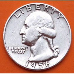 ESTADOS UNIDOS 1/4 DOLAR 1956 D PRESIDENTE GEORGE WASHINGTON KM.164 MONEDA DE PLATA MBC+ USA silver Quarter Dollar