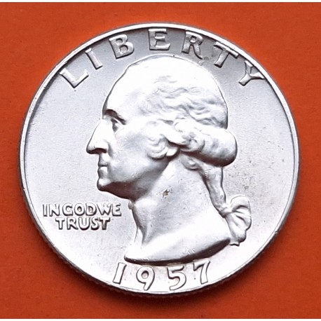 ESTADOS UNIDOS 1/4 DOLAR 1957 D PRESIDENTE GEORGE WASHINGTON KM.164 MONEDA DE PLATA EBC USA silver Quarter Dollar