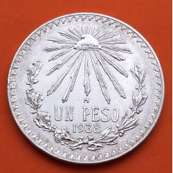 MEXICO 1 PESO 1938 GORRO FRIGIO KM.455 MONEDA DE PLATA EBC- Mejico silver coin ESTADOS UNIDOS MEXICANOS