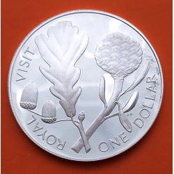 NUEVA ZELANDA 1 DOLAR 1981 VISITA REAL ISABEL II FRUTOS KM.51.A MONEDA DE PLATA PROOF + LEVES SOMBRAS New Zealand