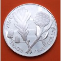 NUEVA ZELANDA 1 DOLAR 1981 VISITA REAL ISABEL II FRUTOS KM.51.A MONEDA DE PLATA PROOF + LEVES SOMBRAS New Zealand