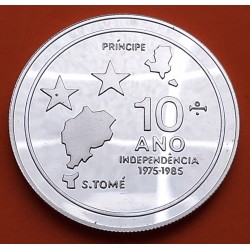 SANTO TOME y PRINCIPE 100 DOBRAS 1985 ISLAS y ESTRELLAS 10 AÑOS DE INDEPENDENCIA KM.42 MONEDA DE NICKEL SC
