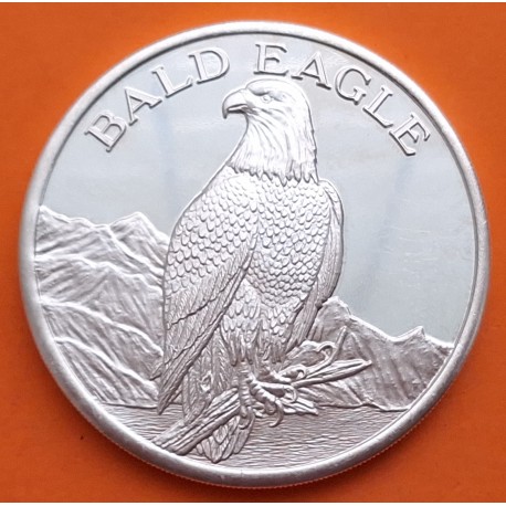 @OFERTA@ ESTADOS UNIDOS 2 ONZAS 1985 aprox. BALD EAGLE WILDLIFE NORTH AMERICA MEDALLA PLATA PURA TROY OUNCE OZs FINE SILVER