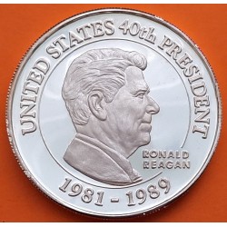 @OFERTA@ ESTADOS UNIDOS 2 ONZAS 1989 RONALD REAGAN PRESIDENTIAL MINT MEDALLA PLATA PURA 999 TROY OUNCE OZs