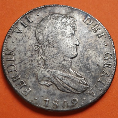 @RARA@ ESPAÑA Rey FERNANDO VII 8 REALES 1809 PJ Ceca de POTOSÍ (BOLIVIA) MONEDA DE PLATA Bella Pátina Spain Ferdin VII