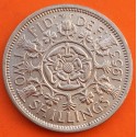 INGLATERRA 2 SHILLINGS 1953 Reina ISABEL II y FLORES KM.906 MONEDA DE NICKEL SC- Great Britain United Kingdom