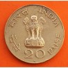 INDIA 20 PAISE 1969 MAHATMA GANDHI CENTENARIO DE SU NACIMIENTO KM.42.1 MONEDA DE LATON MBC-