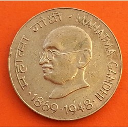 INDIA 20 PAISE 1969 MAHATMA GANDHI CENTENARIO DE SU NACIMIENTO KM.42.1 MONEDA DE LATON MBC-