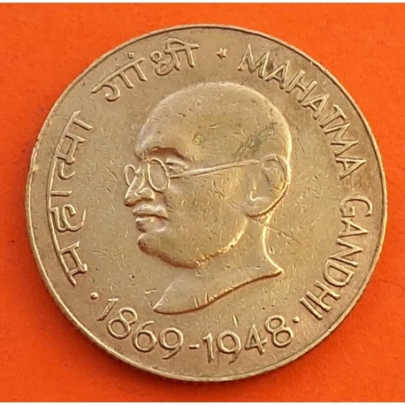 INDIA 20 PAISE 1969 MAHATMA GANDHI CENTENARIO DE SU NACIMIENTO KM.42.1 MONEDA DE LATON MBC-