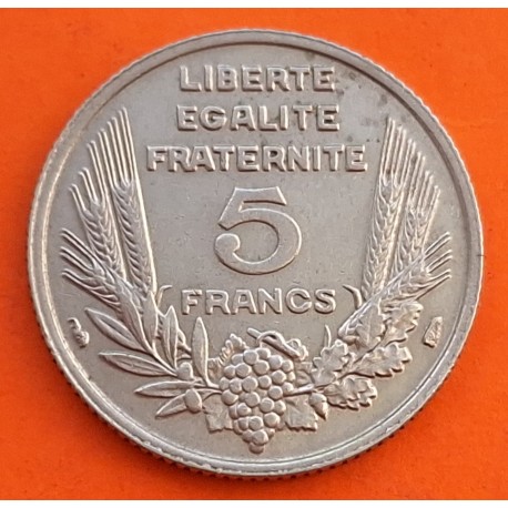 FRANCIA 5 FRANCOS 1933 DAMA Tipo BAZOR KM.887 MONEDA DE NICKEL EBC- France 5 Francs