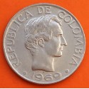COLOMBIA 50 CENTAVOS 1969 FRANCISCO DE PAULA SANTANDER KM.228 MONEDA DE NICKEL EBC-
