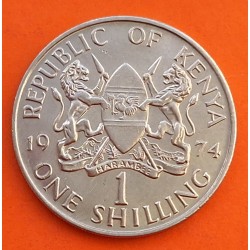 KENIA 1 SHILLING 1974 MZEE JOMO KM.14 MONEDA DE NICKEL EBC/SC- Africa Kenya coin