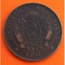 @ESCASA@ ARGENTINA 2 CENTAVOS 1891 DAMA LIBERTAD KM.32 MONEDA DE BRONCE MBC Latin Monetary Union