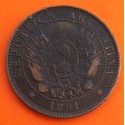 @ESCASA@ ARGENTINA 2 CENTAVOS 1891 DAMA LIBERTAD KM.32 MONEDA DE BRONCE MBC Latin Monetary Union