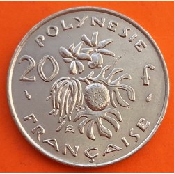 POLINESIA FRANCESA 20 FRANCOS 1975 DAMA ABORIGEN y FRUTOS - I.E.O.M. KM.9 MONEDA DE NICKEL EBC/SC- Polynesie Francaise