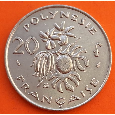 POLINESIA FRANCESA 20 FRANCOS 1975 DAMA ABORIGEN y FRUTOS - I.E.O.M. KM.9 MONEDA DE NICKEL EBC/SC- Polynesie Francaise