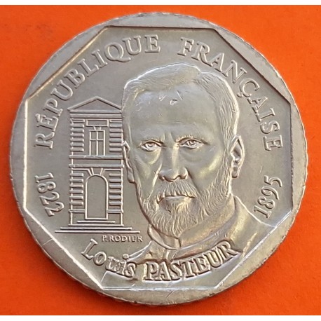 FRANCIA 2 FRANCOS 1995 LOUIS PASTEUR y PROBETAS DE LABORATORIO KM.1119 MONEDA DE NICKEL EBC France 2 Francs
