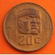MEXICO 20 CENTAVOS 1983 CABEZA ANTIGUA CULTURA OLMECA KM.491 MONEDA DE LATON EBC + PATINA ROJIZA R/1
