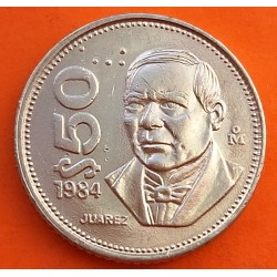 MEXICO 50 PESOS 1984 BENITO PABLO JUAREZ - PUNTOS EN BRAILLE KM.495 MONEDA DE ACERO SC- Mejico coin
