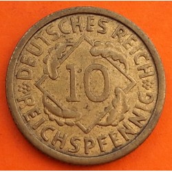 ALEMANIA 10 REICHSPFENNIG 1924 E CEREALES República del WEIMAR KM.40 MONEDA DE LATON MBC- Germany DEUTSCHES REICH