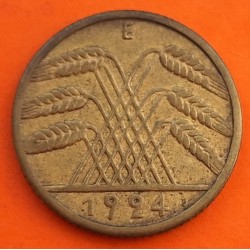 ALEMANIA 10 REICHSPFENNIG 1924 E CEREALES República del WEIMAR KM.40 MONEDA DE LATON MBC- Germany DEUTSCHES REICH
