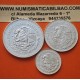. 3 monedas x MEXICO 25 + 50 + 100 PESOS 1985 MUNDIAL DE FUTBOL 1986 FIFA WORLD CUP KM.497+498+499 PLATA SC 1,26 ONZAS