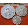 . 1,26 ONZAS de PLATA PURA x Mexico 25 + 50 + 100 PESOS 1985 MUNDIAL DE FUTBOL 1986 FIFA WORLD CUP KM.497+498+499 PLATA SC